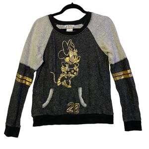 Disney Parks Minnie Mouse Gold Gray Pullover Sweater Size Medium